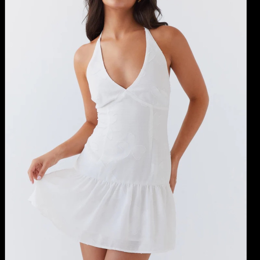 Peppermayo White Selena floral halter Mini Dress